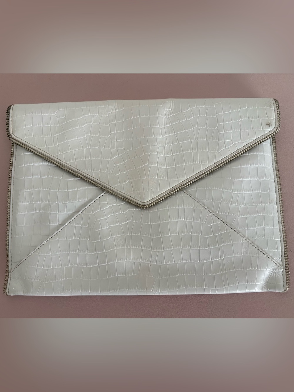 Rebecca Minkoff Leo Croc-Embossed Leather Envelope Clutch